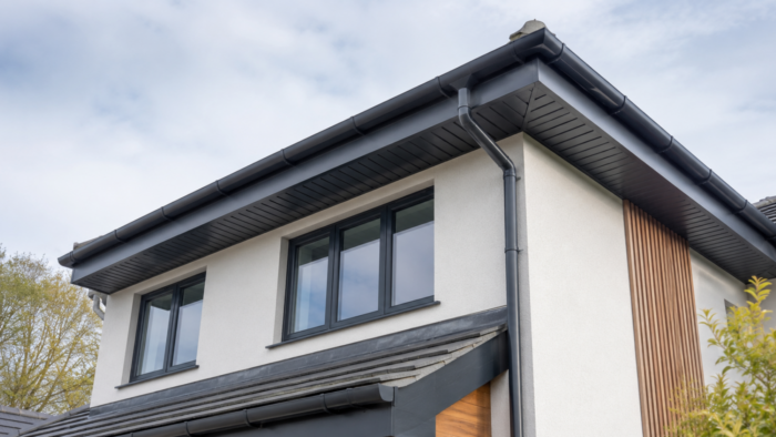 What Are Soffits and Fascia? A Detailed UK Roofline Guide 5 dark fascia soffits modern house roofline