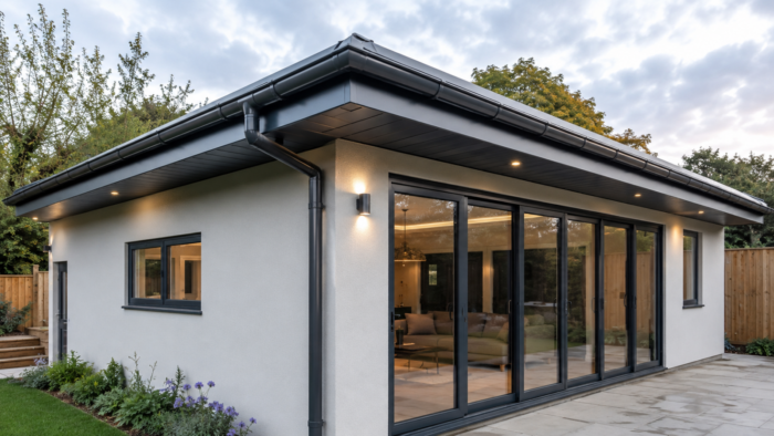 Fascia Soffits and Guttering: 7 Smart UK Tips 6 fascia soffits and guttering stone house after rain