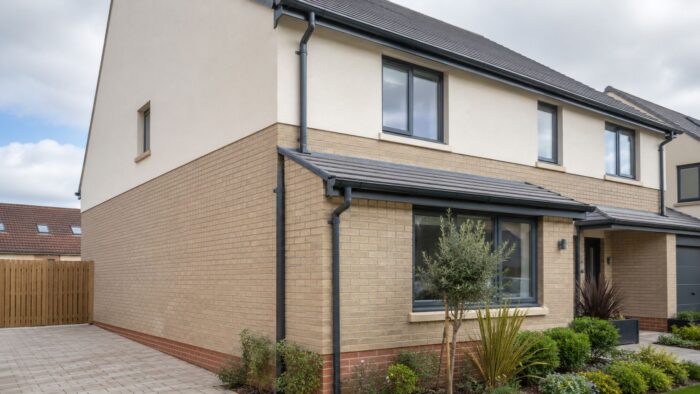 Round Gutter Downpipe: 11 Smart Planning Tips for UK Properties 7 Round gutter downpipe installed on a modern UK house exterior with clean roofline detail