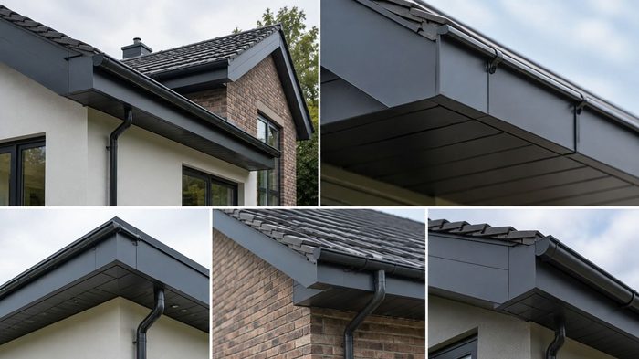Aluminium Fascia Material: A Complete Guide for UK Rooflines 6 Gable roof featuring clean aluminum fascia material and matching rainwater goods