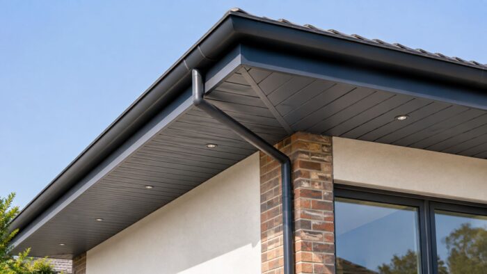 Choosing the Right Soffit Board for a Better UK Roofline 5 Vented soffit board under the eaves showing a neat roofline ventilation detail.