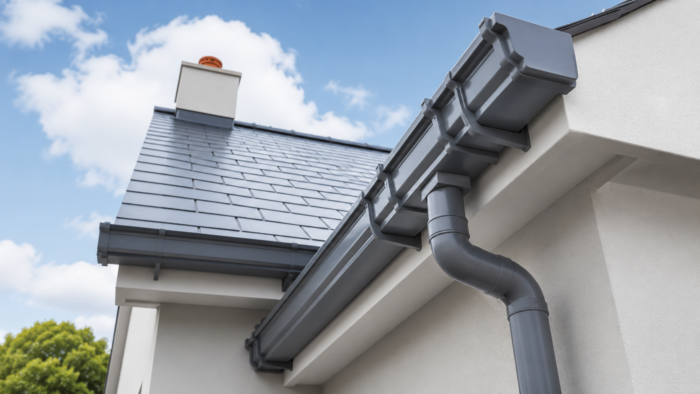Square to Round Downpipe: Plan the Transition Properly 5 Square to round downpipe showing a neat transition from the gutter outlet to a round rainwater pipe.