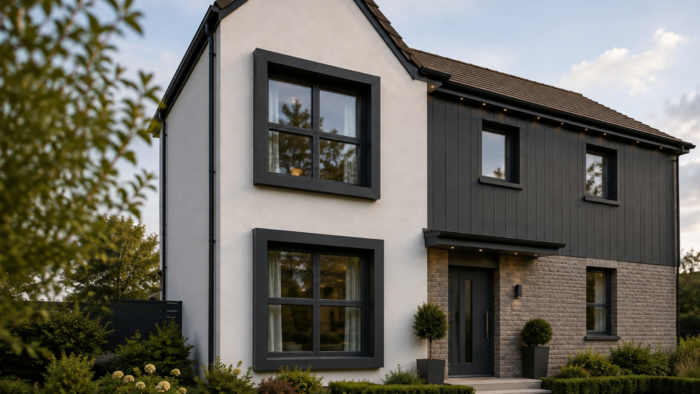 Window Frames: What UK Buyers Should Check Before Choosing 7 Stylish residential frontage featuring high-quality window frames.