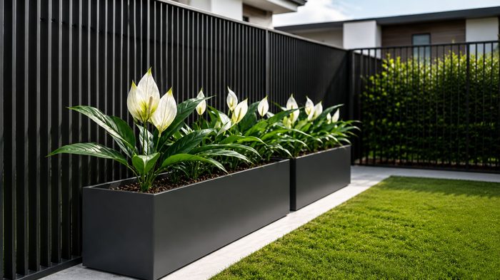 Aluminium Planters Outdoor: How to Create Stylish and Durable Outdoor Spaces 4 Aluminium planters outdoor used for commercial landscaping with large planters and modern building surroundings