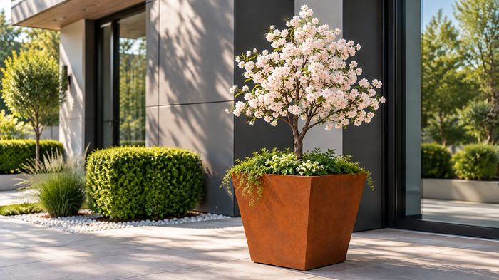 Aluminium Planters Outdoor: A Practical Buying Guide for UK Projects 5 Comparison for the aluminium planters outdoor guide showing labelled corten steel, PPC mild steel and PPC aluminium planters.