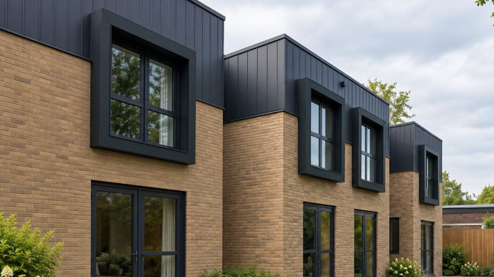 Aluminium Window Surrounds: A Complete Guide to Choosing the Right Exterior Detail 4 dark grey aluminium window surrounds showing mitred corners around a four-pane window