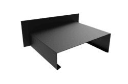 Right-handed aluminium sloped coping with stopend upstand, designed for durable parapet wall finishing and protection.