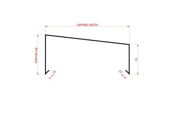 Diagram showing dimensions of aluminium sloped coping with size indicators for accurate fitting