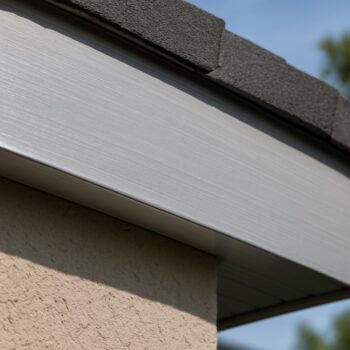Modern grey aluminium fascia board installed on a contemporary roofline