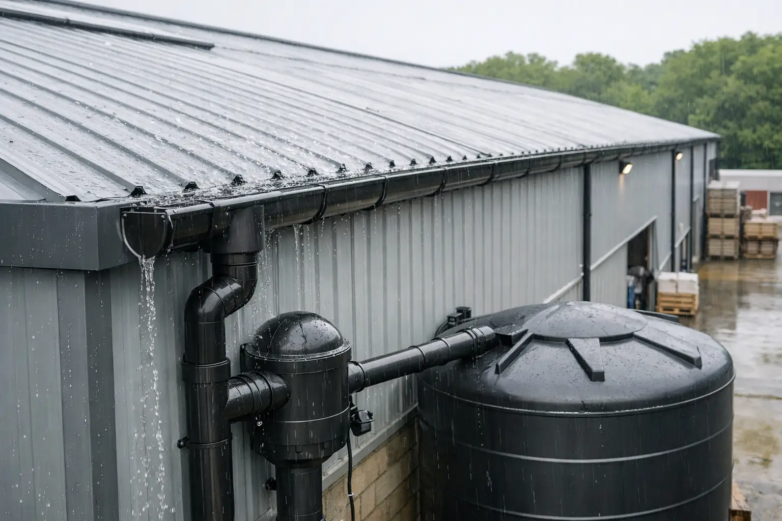 Warehouse Rainwater Retrofit Example for UK Sites